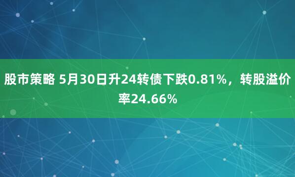 股市策略 5月30日升24转债下跌0.81%，转股溢价率24.66%